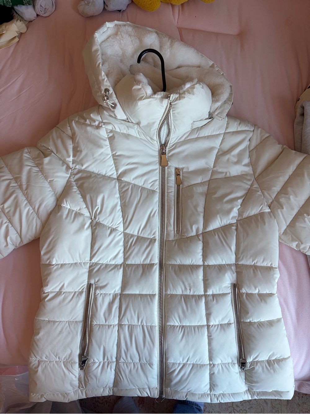 Kids White Puffer Jacket with Hood